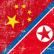 Chinese and North Korean grunge flag