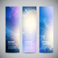 Vector vertical banners set with polygonal abstract shapes circles N3