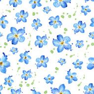 Seamless pattern with blue flowers Forget-Me-Not Watercolor