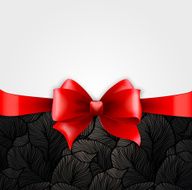 Invitation card with Red holiday ribbon on vintage background