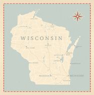 Vintage-Style Wisconsin Map