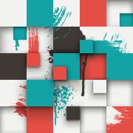 Abstract Texture with Squares and Paint Splashes N7