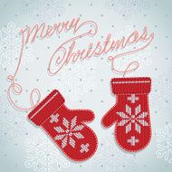 Holiday card design with knitted mittens N4