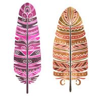 Hand painted watercolor feathers set N7
