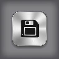Floppy diskette icon - vector metal app button