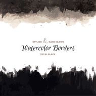Black Watercolor Hand Drawn Borders