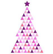 Merry Christmas pink Mosaic Tree isolated on white