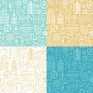 Vector seamless pattern with linear travel icons N2