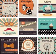 set of invitation cards vintage labels and retro backgrounds N2