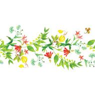 Summer flowers seamless horizontal vector banner N2