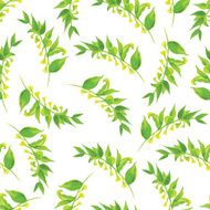 Green leaves watercolor seamless vector print