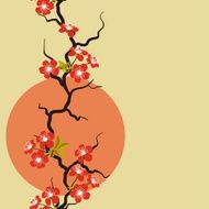 Card with stylized cherry blossom flowers N9