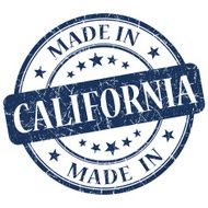 made in California blue round grunge isolated stamp