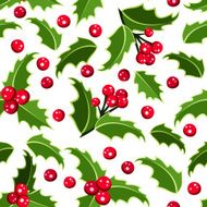 Seamless background with Christmas holly Vector illustration N2