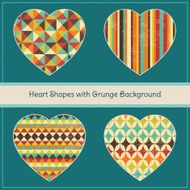 Heart Shapes with Geometric Grunge Background N4