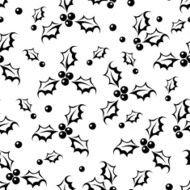 Christmas seamless background with holly Vector illustration N2