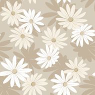 Seamless background with white and beige flowers Vector illustration
