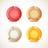 Set of four round buttons on light background