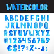 Watercolor blue Alphabet N2