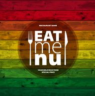 Eat Menu Card Design template on wooden background - EPS10 N2