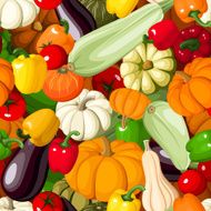 Seamless background with various vegetables Vector illustration