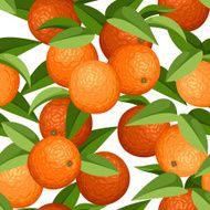 Seamless background with oranges and leaves Vector illustration N2