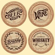 set vector template wooden barrels for alcoholic beverages