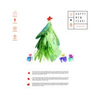 Creative Merry Christmas and Happy New Year watercolor card N6