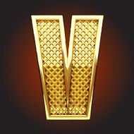 vector golden letter v N7