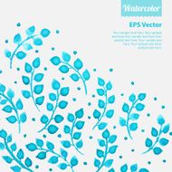 Turquoise watercolor floral pattern with leaves