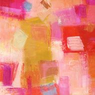 Abstract Oil Painting with Red and Pink