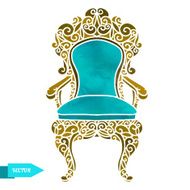 Watercolor vector vintage armchair N5