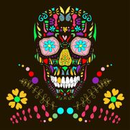 Skull with floral ornament 1 Vector illustration