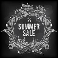 Floral hand drawing frame and sketch message for sales activity