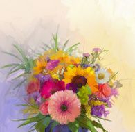 Vase with still life a bouquet of flowers Oil painting N5