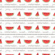 Seamless pattern of color hand drawn watermelons N8