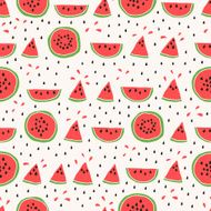 Seamless pattern of color hand drawn watermelons N9