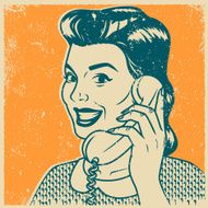 Retro Screen Print Woman on the Phone