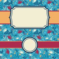 Blue Forest Painted Seamless Pattern And Frames Set