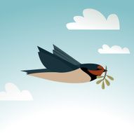 Peace bird with twig