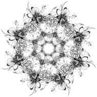 Roses and camomiles Mandala freehand drawing ornament pattern N11