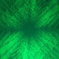 Abstract electronics green background with circuit board texture