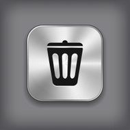 Trash can icon - vector metal app button