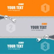 Vector realistic zippers banner 1 2 3