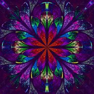 Multicolor beautiful fractal in stained glass window style N21
