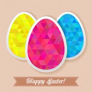 Greeting easter card with triangles eggs