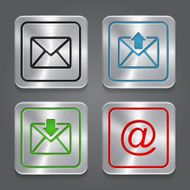 set app icons metallic email envelope buttons