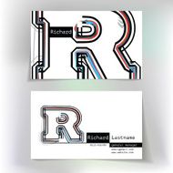 Business card design with letter R N3