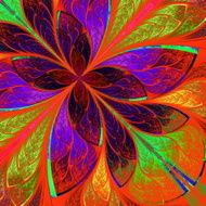 Beautiful multicolor fractal flower in stained glass style N5