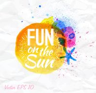 Sand watercolor spot with lettering Fun on the sun